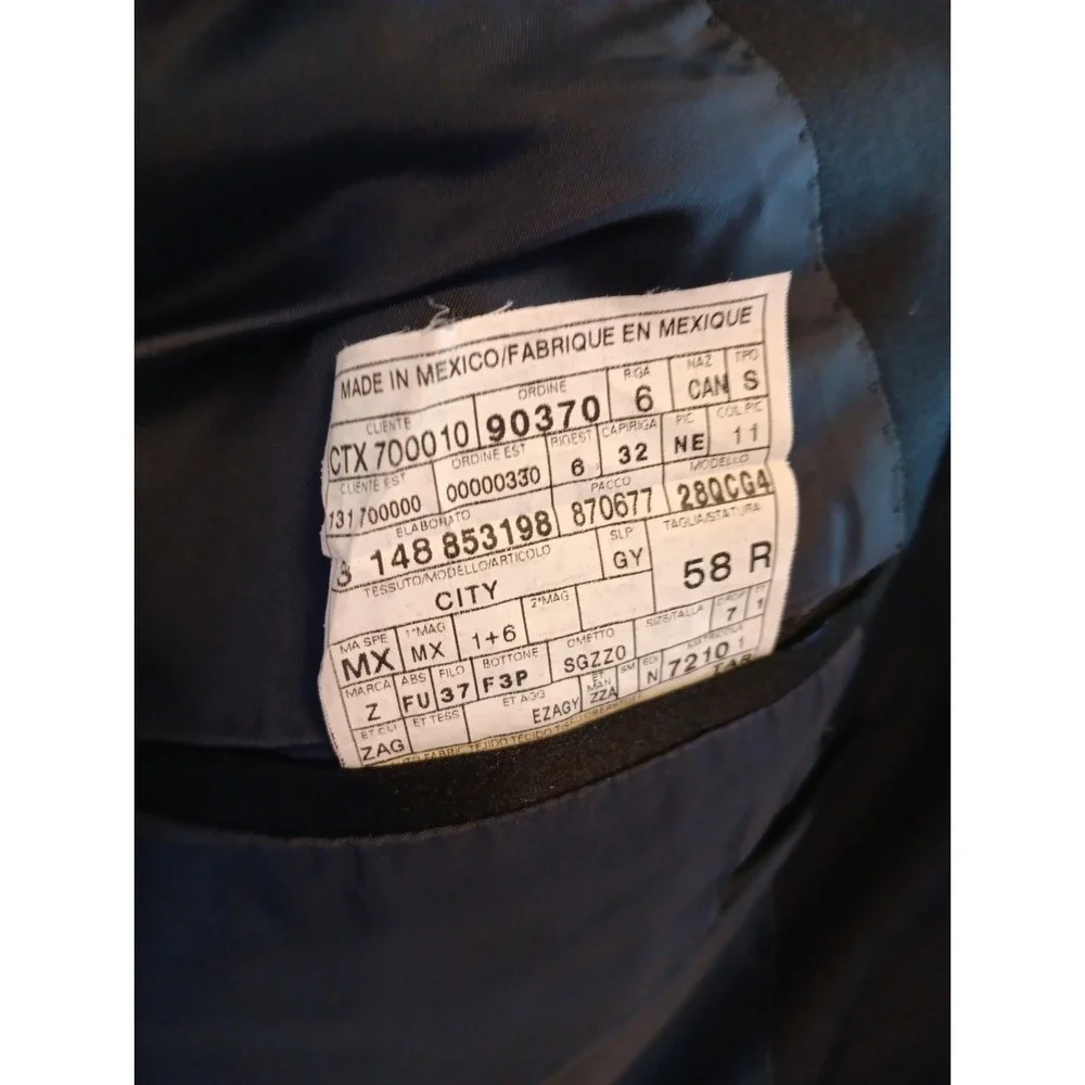 Z Zegna Mens Black 100% Wool Blazer Sport Coat 58R Luxury Designer Jacket